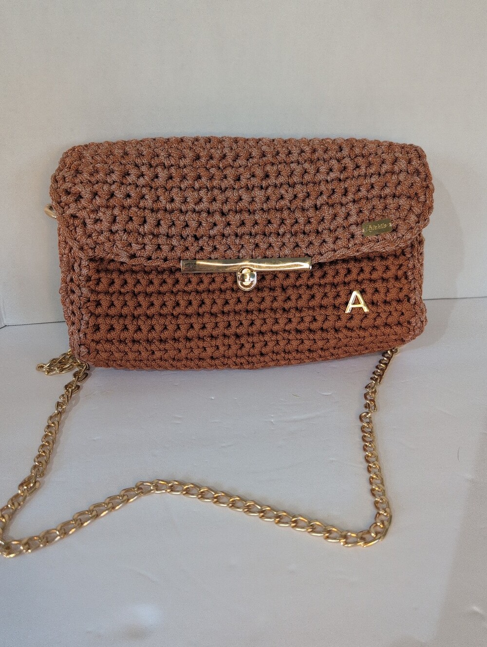 Artehilo Handmade Braided Cord Purse With Gold Hardware. Wearable Art